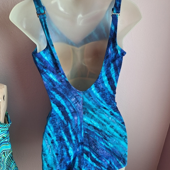 Vintage Roxanne Blue One Piece Swimsuit Size 14 /38D - Picture 7 of 16